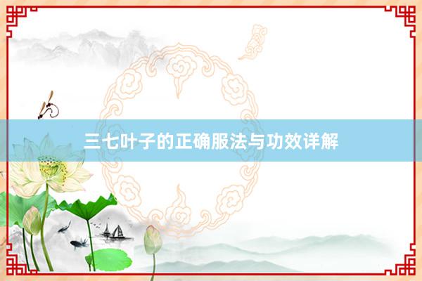 三七叶子的正确服法与功效详解